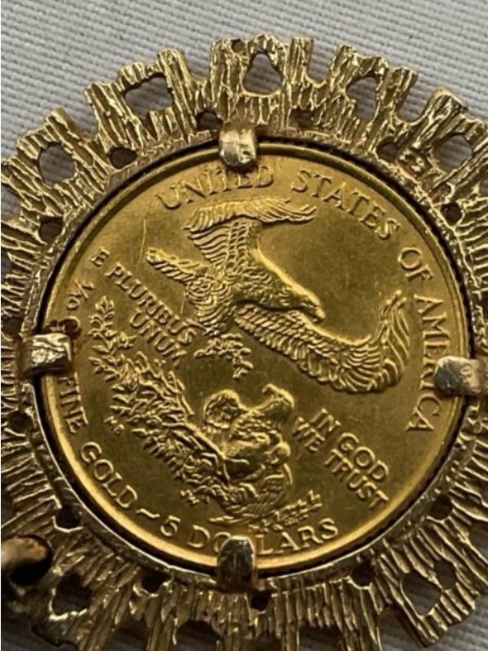 22K Gold Liberty Coin in 14k Gold Case Pendant 6.41g - Picture 4 of 4